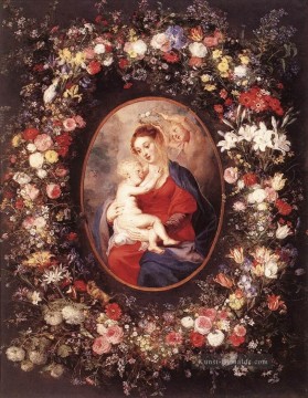 blume - Die Jungfrau und das Kind in einer Girlande aus Barock Peter Paul Rubens Blumen
